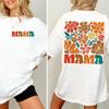 Hot Sale Women Clothing Mama Flower Boho Vintage T-Shirts Mother's Day Gift Funny Tee Tops Boho Floral Mama Short Sleeve T-shirt