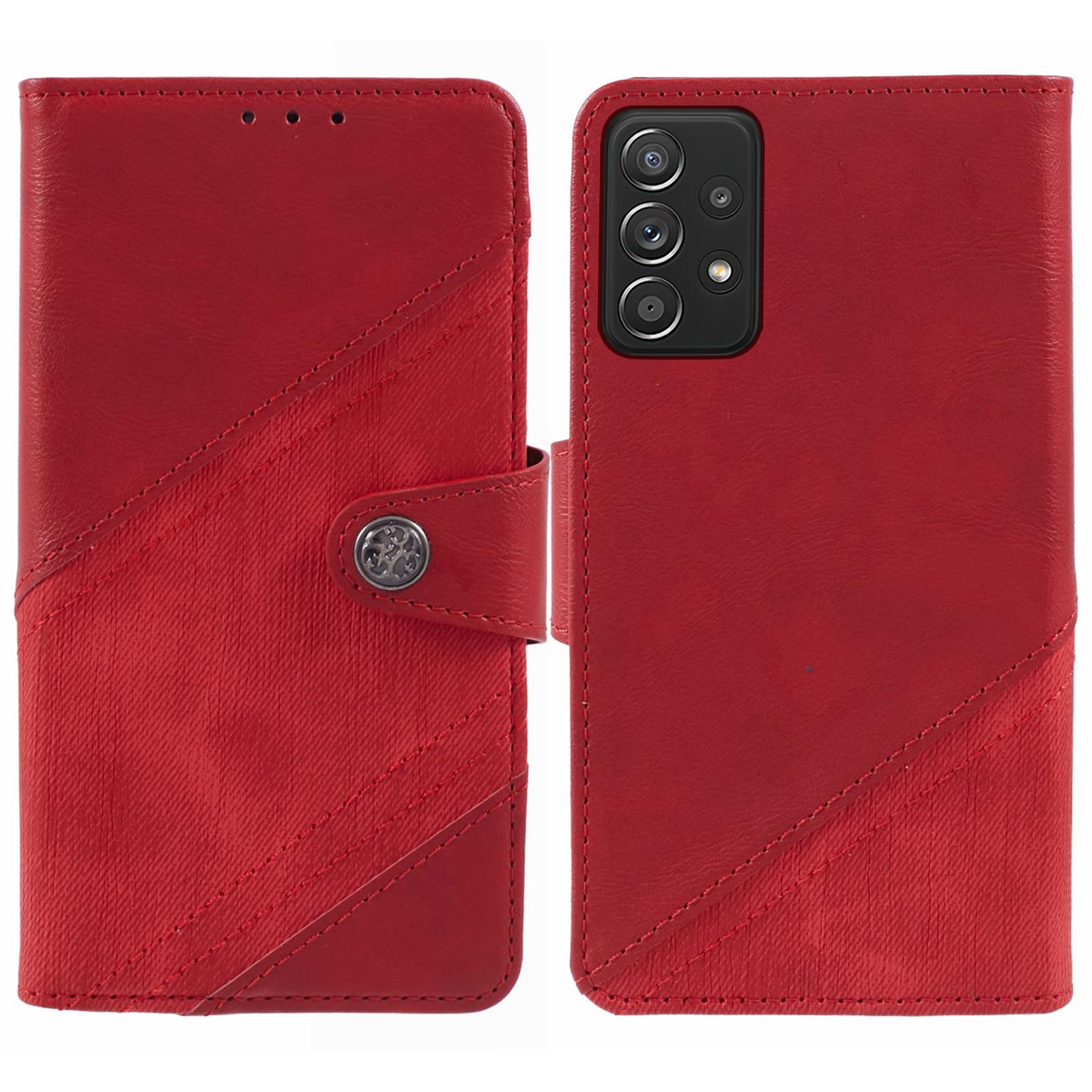 

For Samsung Galaxy A53 5G Wallet Phone Case Splicing PU Leather Phone Cover Shell Red
