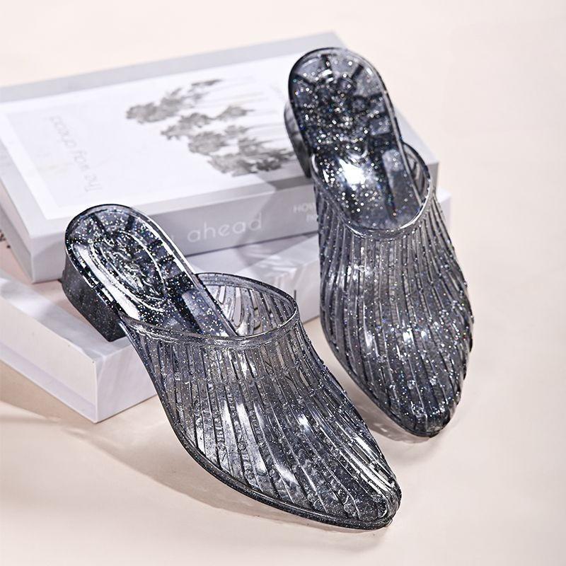 Shoes Low Heel Jelly Slides On Beach Women's Mules Slippers and Ladies Sandals Offer Clappers Vip Stylish Unique Wholesale Eva