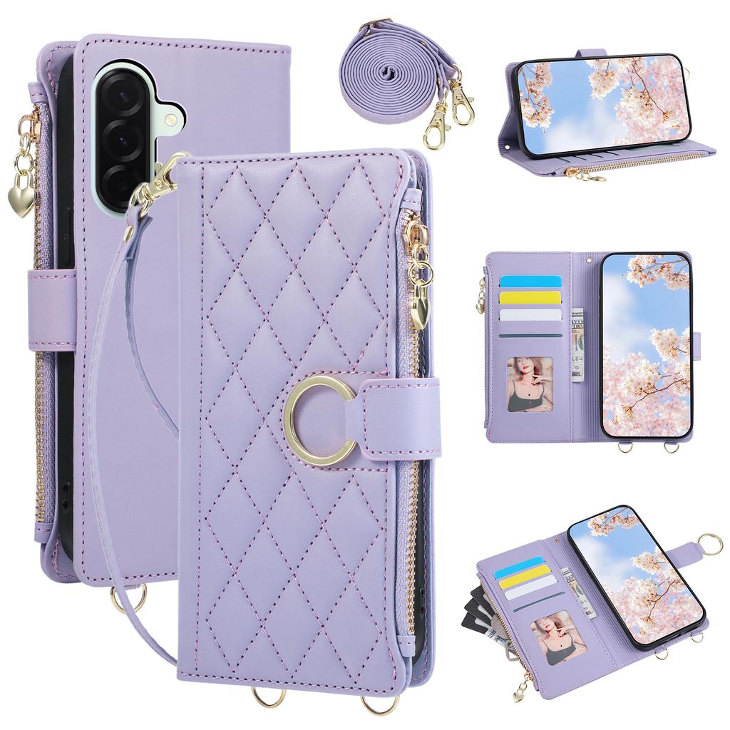 Flip Leather Crossbody Wallet Phone Case for Samsung Galaxy A57 A37 A07 A17 A16 A36 A56 A26 A06 A55 A35 A05 A05S A54 A34 Cover