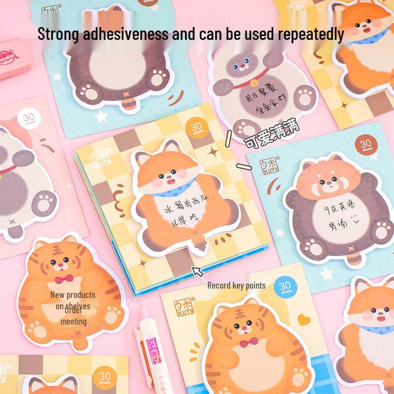 Pummelige Tier-Cartoon Haftnotizen - Unregelmäßiger Notizblock, 30 Blatt