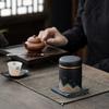 Portable Black Pottery Tea Canister Travel Set Ceramic Kungfu Tea Storage Jar Gift Container Home Office