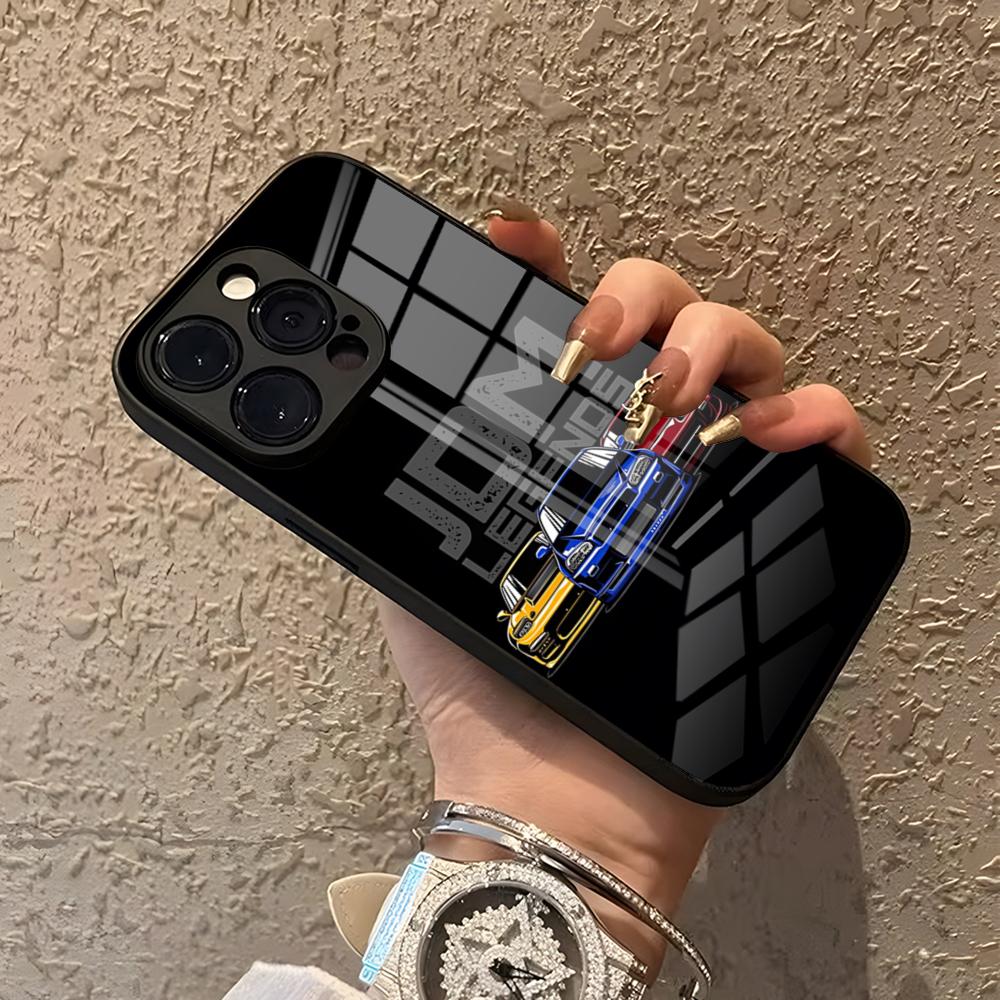 JDM Sports Cars Male Men Phone Case For IPhone 15 Pro Max 14 Pro 12 16 11 13 Mini X XR XS 8 7 Plus SE Tempered Glass Back Cover
