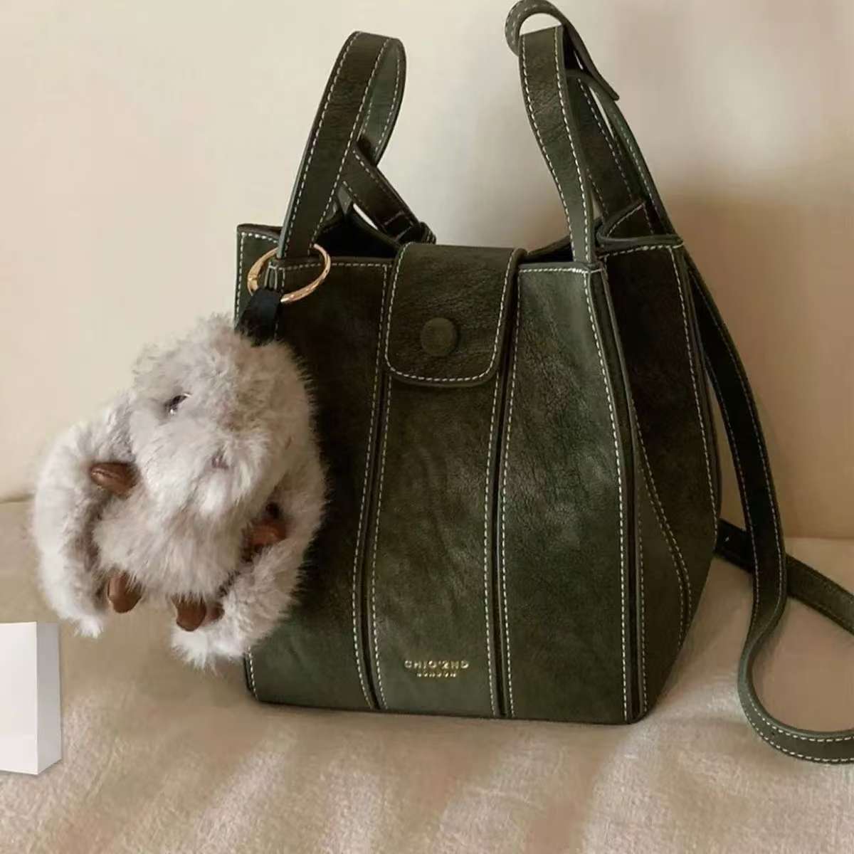 

Vintage Green Shoulder Bag Women Stitching Matte Leather Large Capacity Crossbody Bags Ladies Fashion Harajuku Versatile Handbag зелёный