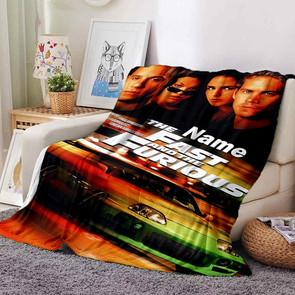 Custom Name Fast & Furious Theme Printed Blanket - Perfect for Couch, Bed, Travel & Outdoor Use | Machine Washable, Cozy & Durable.