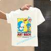 Doraemon Children's Pure Polyester Short-Sleeved Boys' Sports Shirt, Girls' Casual Top, Big Bear Cartoon Print Summer T-Shirt