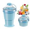 2-in-1 Collapsible Silicone Ice Ball Cup Reusable Portable Ice Sphere Mold with Straw Lid for Coffee Juice Drinks