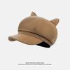 New Beret Women's Face Showing Small Octagonal Hat Retro British Style Newsboy Hat Painter Hat Cute Ears Painter Hat