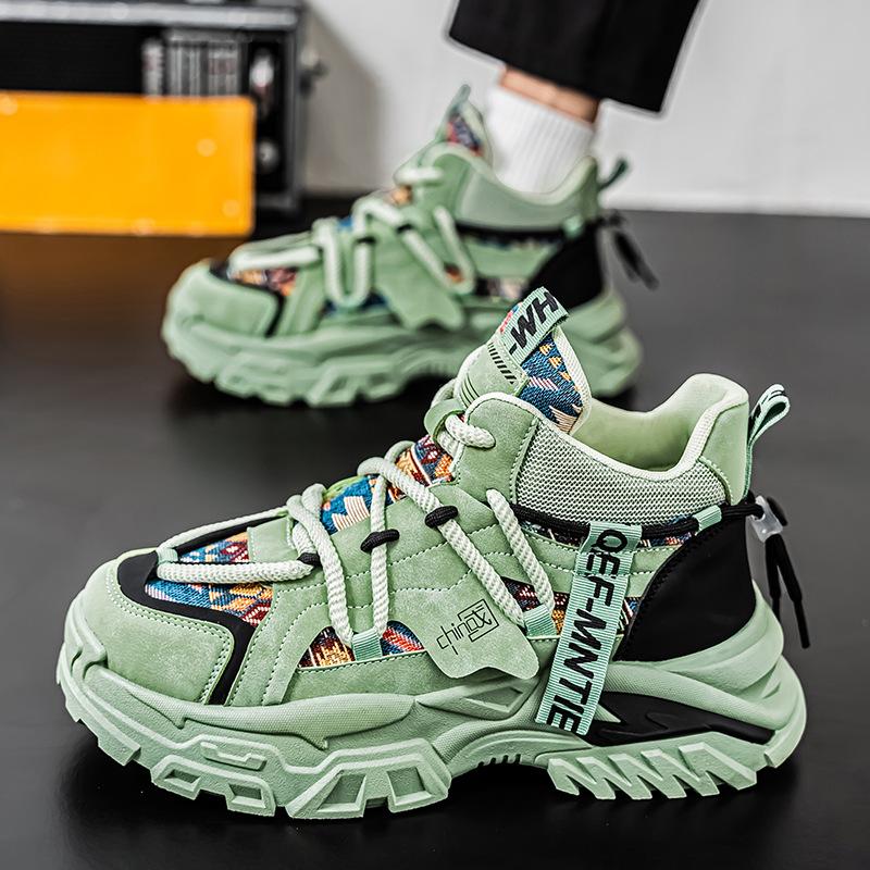 Men's Shoes Trendy Brand Versatile Casual Sports Niche Design Teenagers' Running Anti Slip Height Increasing Dad's