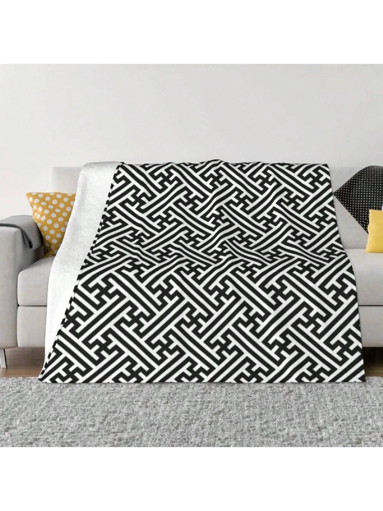 Sayagata - Japanese Traditional Pattern - Black An Ultra-Soft Micro Fleece Blanket 75X95CM