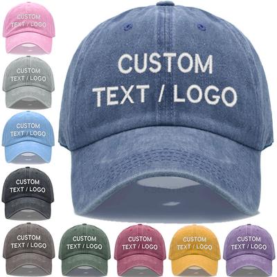 Custom Text Logo Borduurwerk Vintage Gewassen Katoen Baseballpet Mode Dames Heren Hoed Sport Vizieren Snapback Pet Zonnehoed
