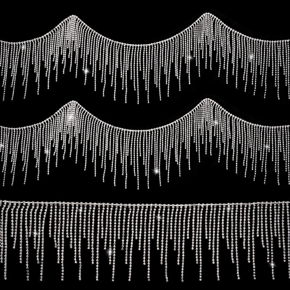 1Yards Length Rhinestone Tassel Chain Silver Claw Chain Crystal Tassel Chain  Clothing Trim