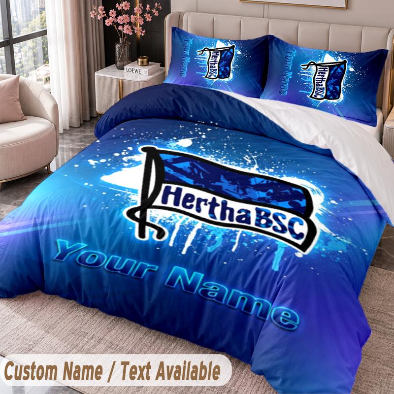 hertha bsc Printed Bedding Set Custom Name Text 1 Duvet Cover 2 Pillowcases For Bedroom