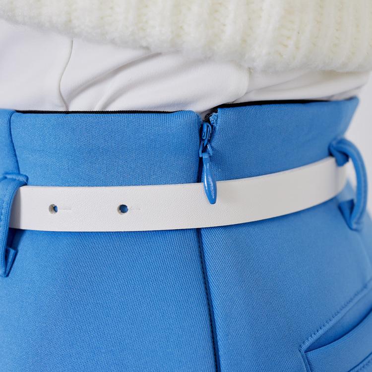 J Jane Pearl Belt Flared Skirt (Blue)
