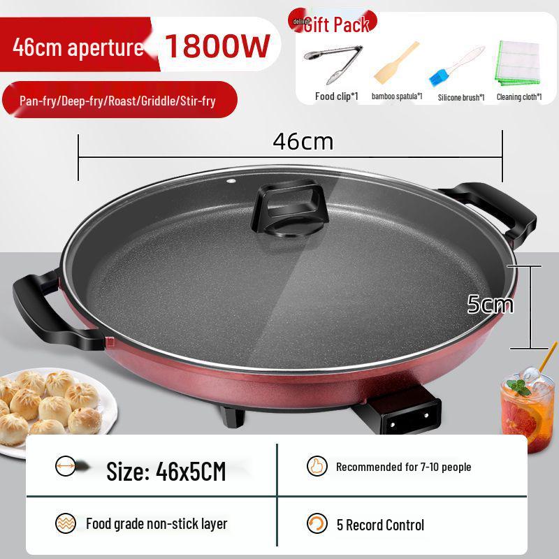Extragroße antihaftbeschichtete elektrische Grillplatte: Multifunktionale Pfanne zum Frittieren & Backen für Pfannkuchen & Roti