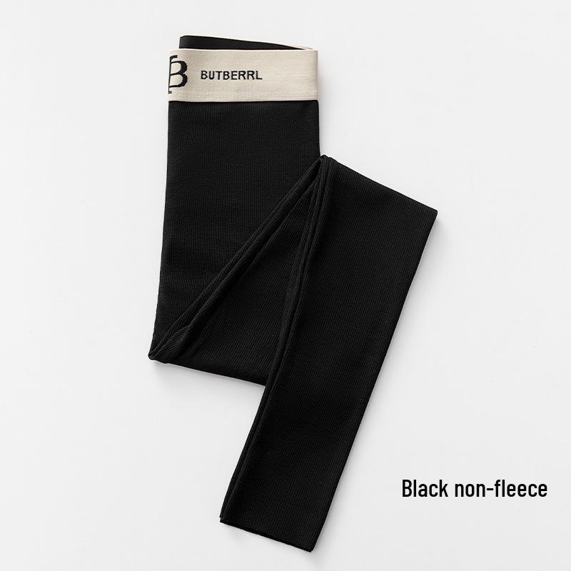 Dámské žebrované pruhované legíny s fleecovou podšívkou, zeštíhlující, s pasem "B"