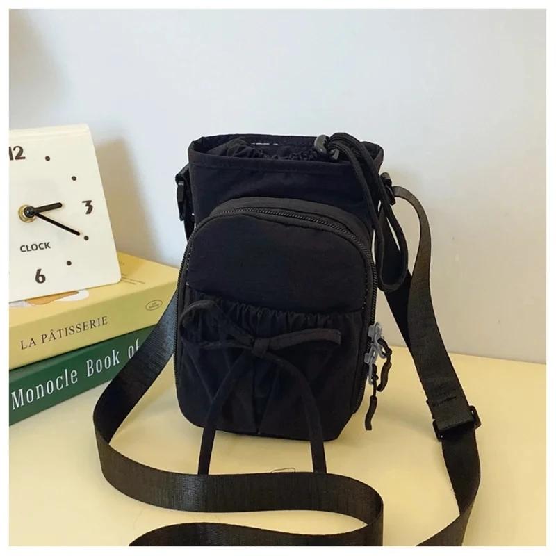 Outdoor Women's Small Bowknot Crossbody Bag Knot Mobile Phone Pouch Single oulder Bag Commuting Thermal Water Bottle Bag