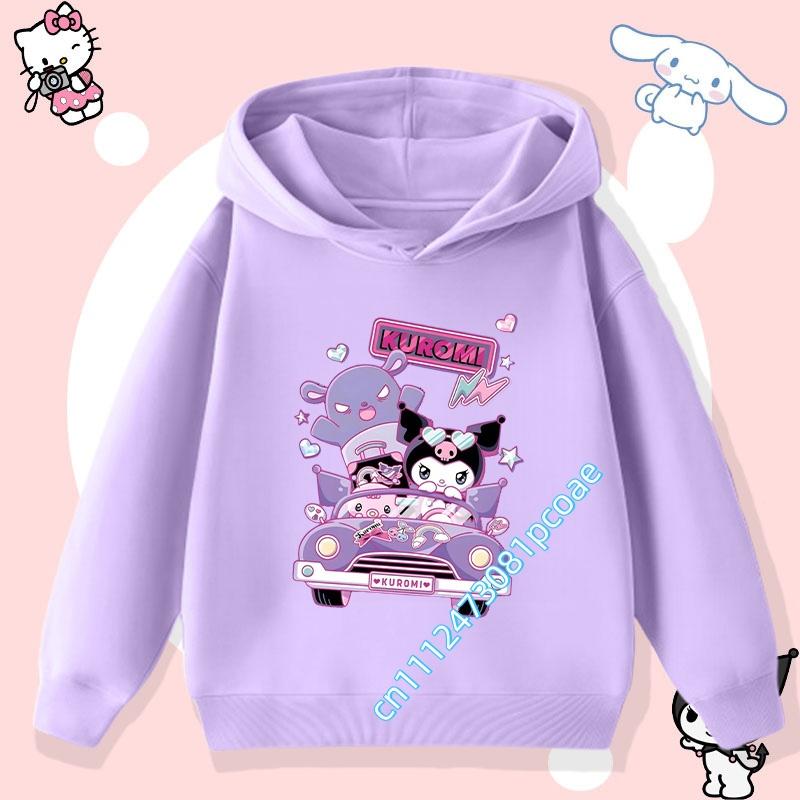 2026 New Kurumi Children's Hooded Sweatshirt Boys' Sport Shirt Girls' Casual Top Sanrio Cartoon Print Fall/Winter Pullover Shirt