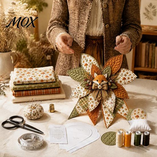 Kits de Costura Completos con Instrucciones Parche Grande Patchwork Kit DIY, Granja de Tela Estilo Retro Decoraciones Puerta Animal Artesanía Kit para