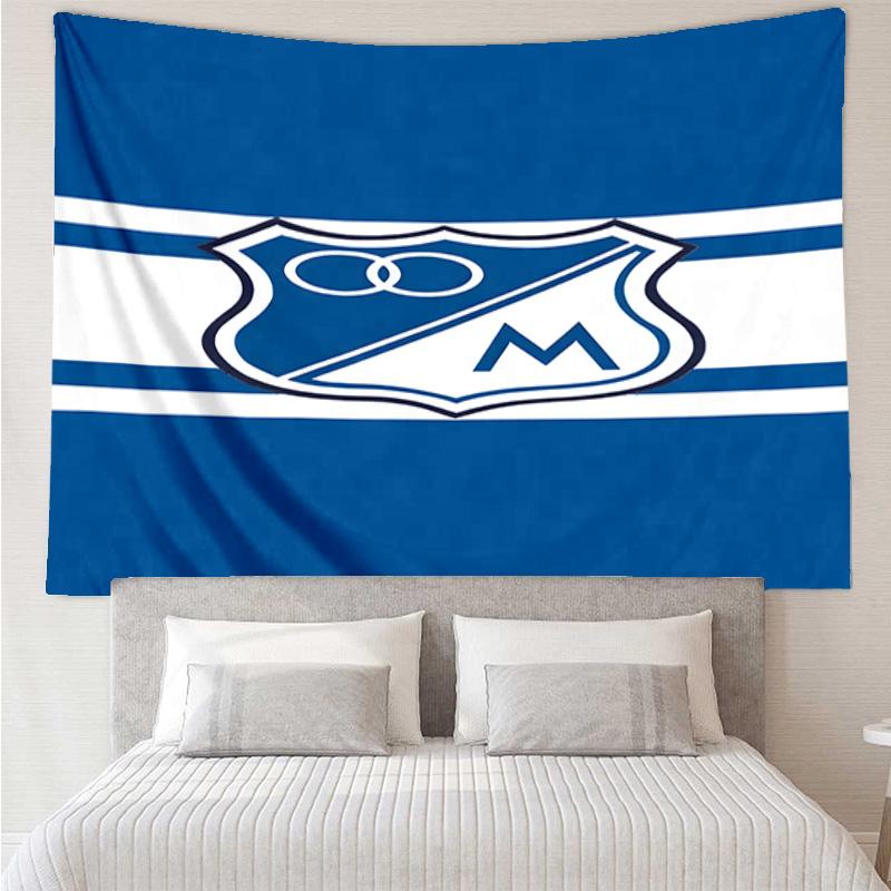 Blue And White Crest Pattern Printed Tapestry, for Bedroom,Livingroom, dormitory, Large Wall Decor, Fabric Decor Fan Birthday Gifts