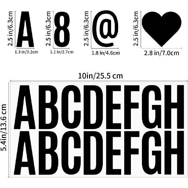 Bemeol 600 Pieces 36 Sheets Letter Stickers 2.5 Inch Alphabet Stickers Self Adhesive Sticker Letters for Bulletin Board Classroom Home Decor(Black)