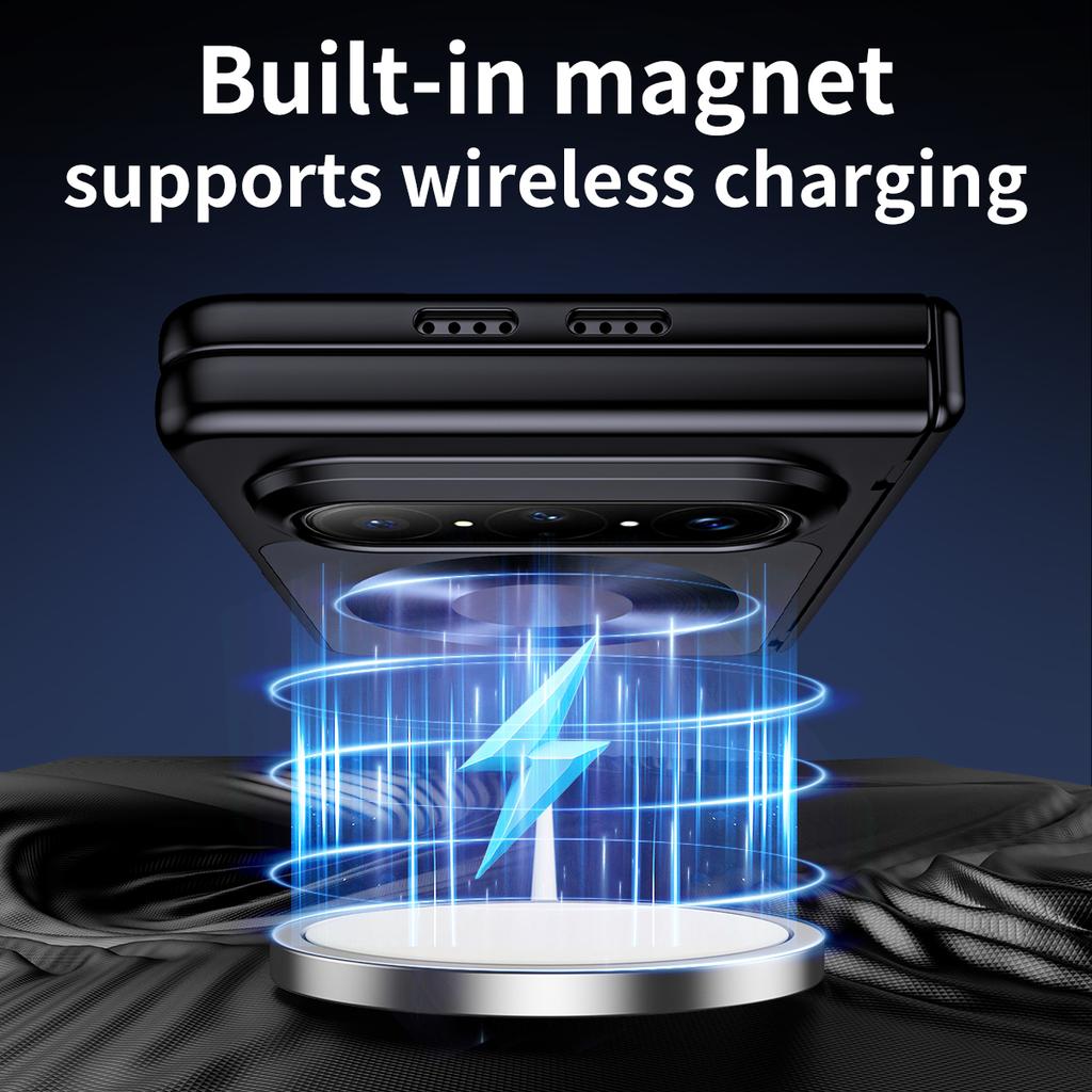 Half Clear Matte Funda for Huawei Pura X Max Hinge Case for Huawei Pura X Max Magnetic Wireless Charging Case with Front Film