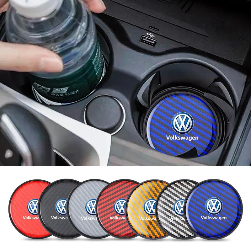 HAT1 2PCS PU Car Water Cup Pad Coaster Rubber Mat Bottle Holder for Volkswagen Golf 4 mk5 Passat b8 b5 VW Sharan Polo 6R Tiguan Rline