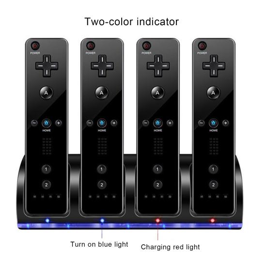 4 Ports Game Console Controller Charging Dock Station for Nintendo Wii U/Wii