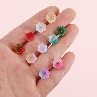 50 Pezzi/Sacchetto 7x12mm Campanula Colorata Perline in Vetro Lavorato a Caldo Cappucci Perline Distanziatrici in Vetro Per la Realizzazione di Gioielli Fai da Te Braccialetti Fatti a Mano Fermaglio per Capelli