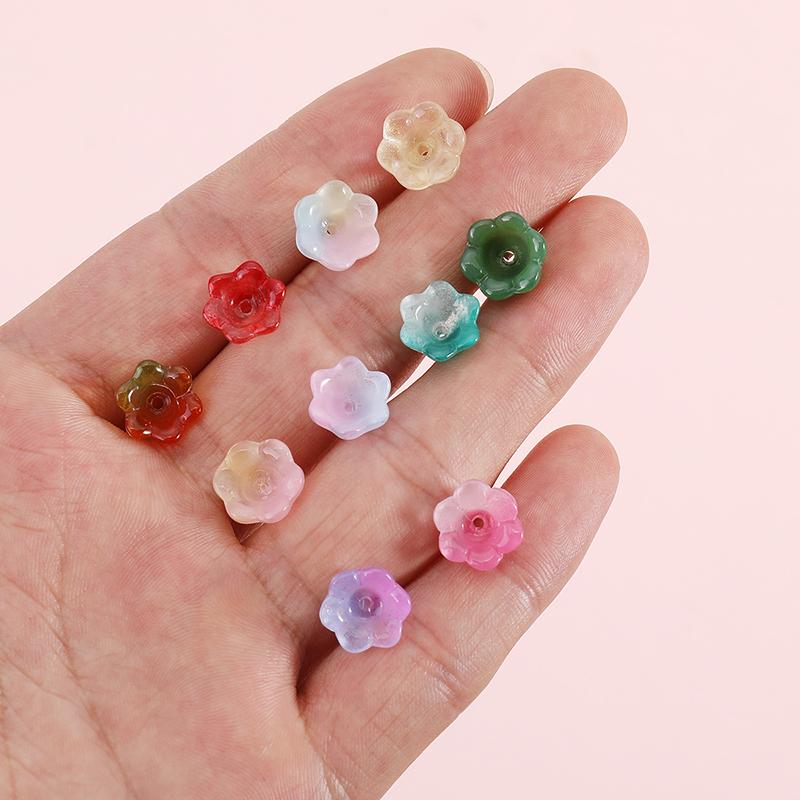 50Pcs/Bag 7X12Mm Colorful Bellflower Lampwork Beads Caps Glass Spacer Beads For Jewelry Making Diy Handmade Bracelets Hairpin
