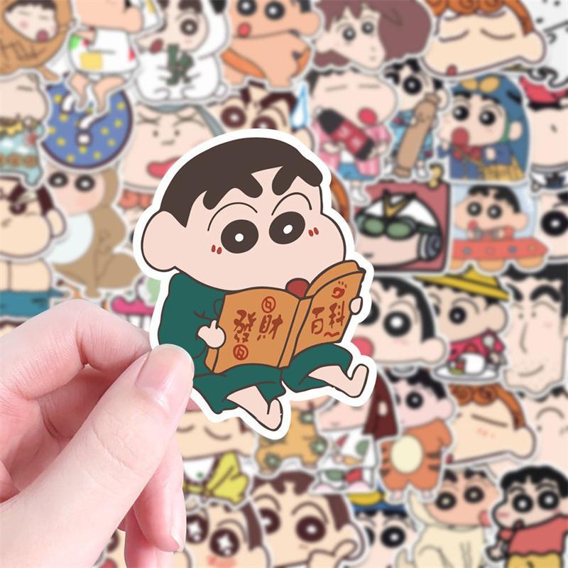 100Pcs Cartoon Anime Cute Crayon Shin Chan Stickers For Car Laptop Phone Stationery Waterproof Decals Decorative Anime Stickers