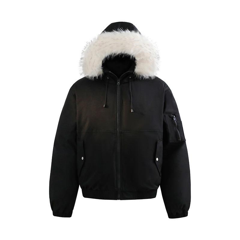[Zhao Ruth] New Three-proof Cotton-padded Clothes Guochao Winter Big Fur Collar Tooling Parker Cotton Clothes Men