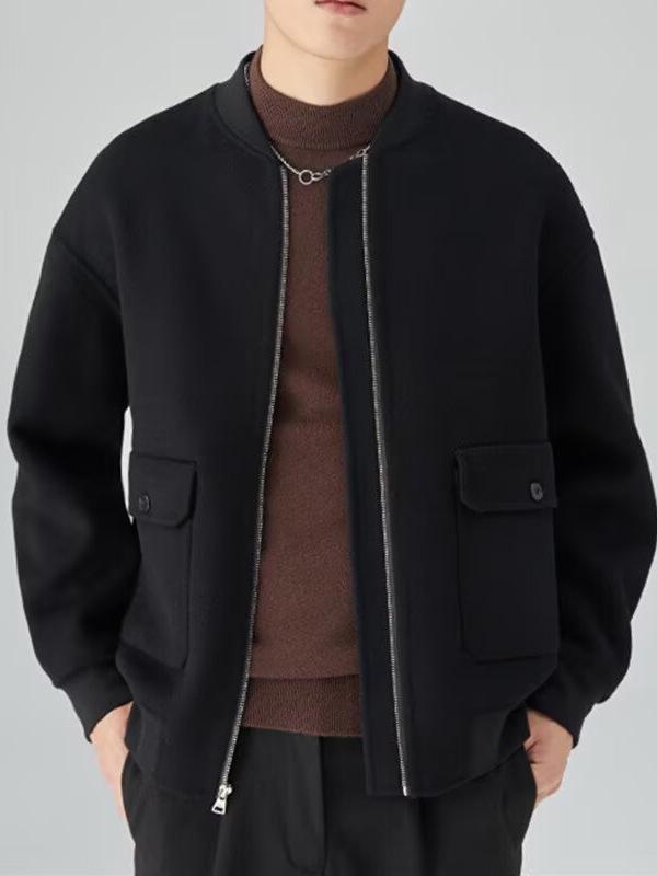 Vielseitige Herren Bomberjacke mit schwerem Stoff und Stehkragen - Trendige Herbst-Winter-Oberbekleidung