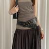 Snap Button Wide Women's Belt Gothic Dress Jeans Belt Vintage Rivet Waist Belt  Spicy Girls
