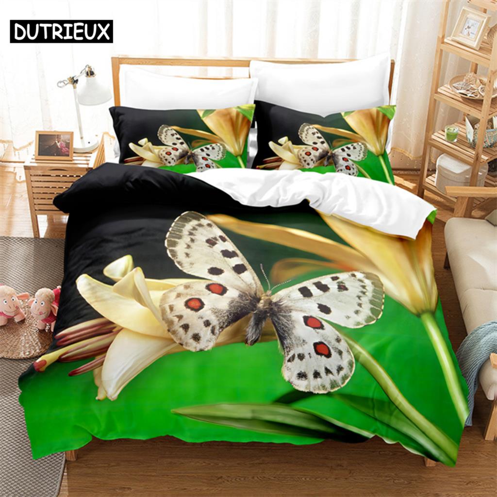 Butterfly Queen Bedding Set Duvet Cover Kids Bedroom Bed Set Comforter Cover Set King Size Duvet Cover Set Bedding Sets