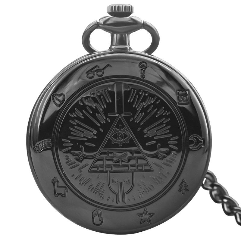Cartoon Creepy Town Triangle One-Eyed Devil Necklace Quartz Pocket Watch