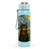 1PC Sunflower Cat Van Gogh Art 750ml Color Plastic Sports Water Bottle Leakproof Flip Straw Lid Suitable for Sports Office Home Use