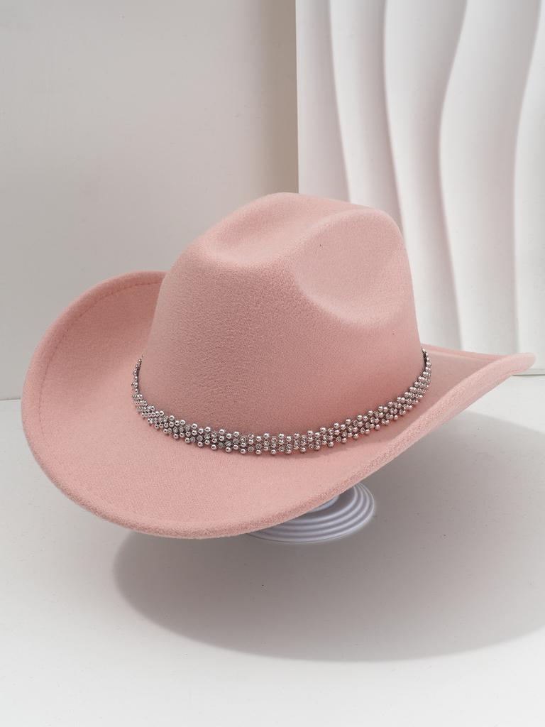 New cowboy hat top hat light luxury European gentleman's hat rhinestone accessories hat music festival party wear