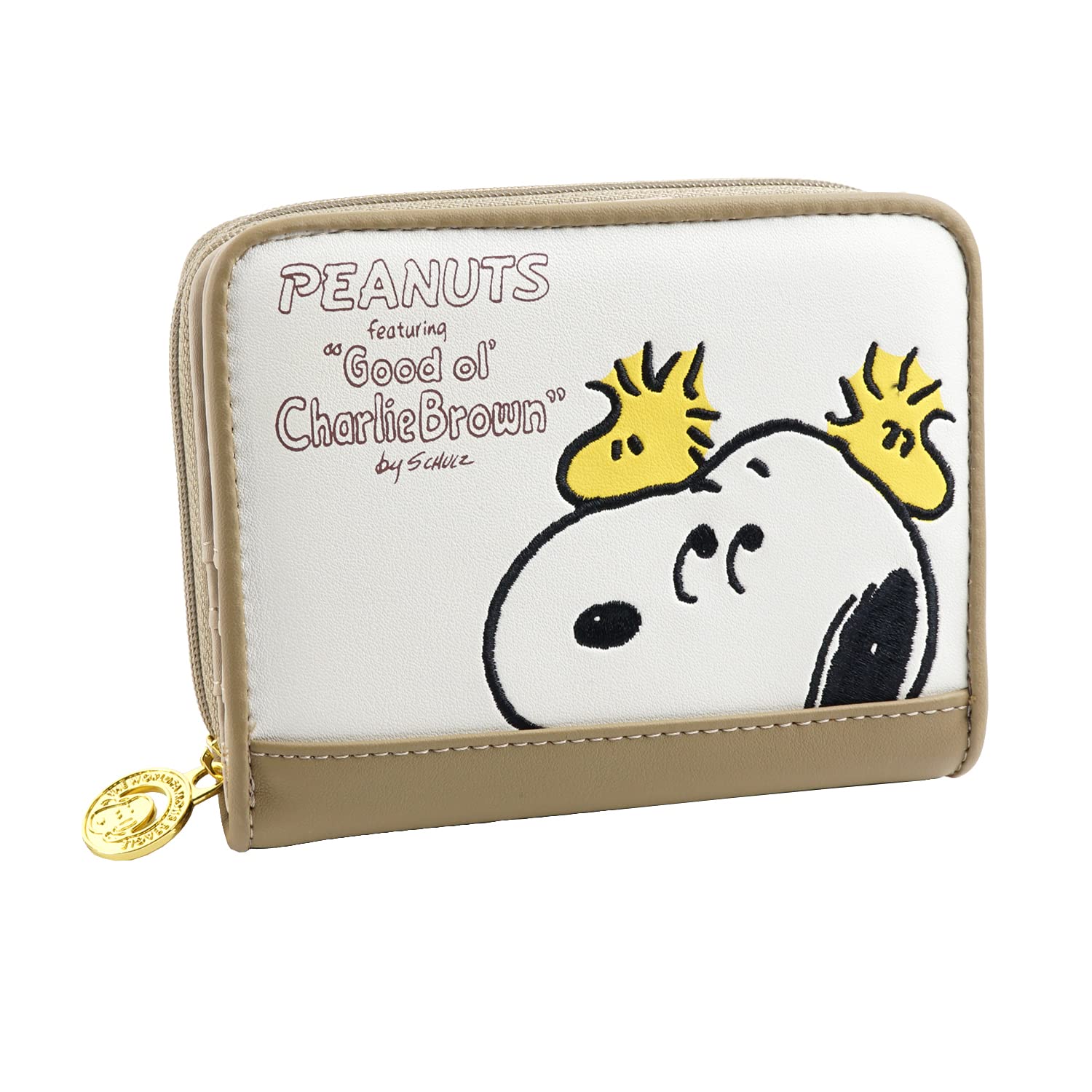 

Snoopy Bifold For Coin Purse Large Christmas [E-mono] Wallet, Women s Wallet, Adults, Embroidery, Included, Cute, Peanuts, Character, Pattern, бежевий