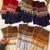 Soft Winter Knitted Gloves Red Women Cycling Mittens Skiing Printed Wool Gloves  Girls