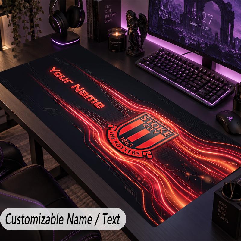 Large Mouse PadStoke City FC Custom Name Text Personalized Desk Mat Non Slip Gaming Pad