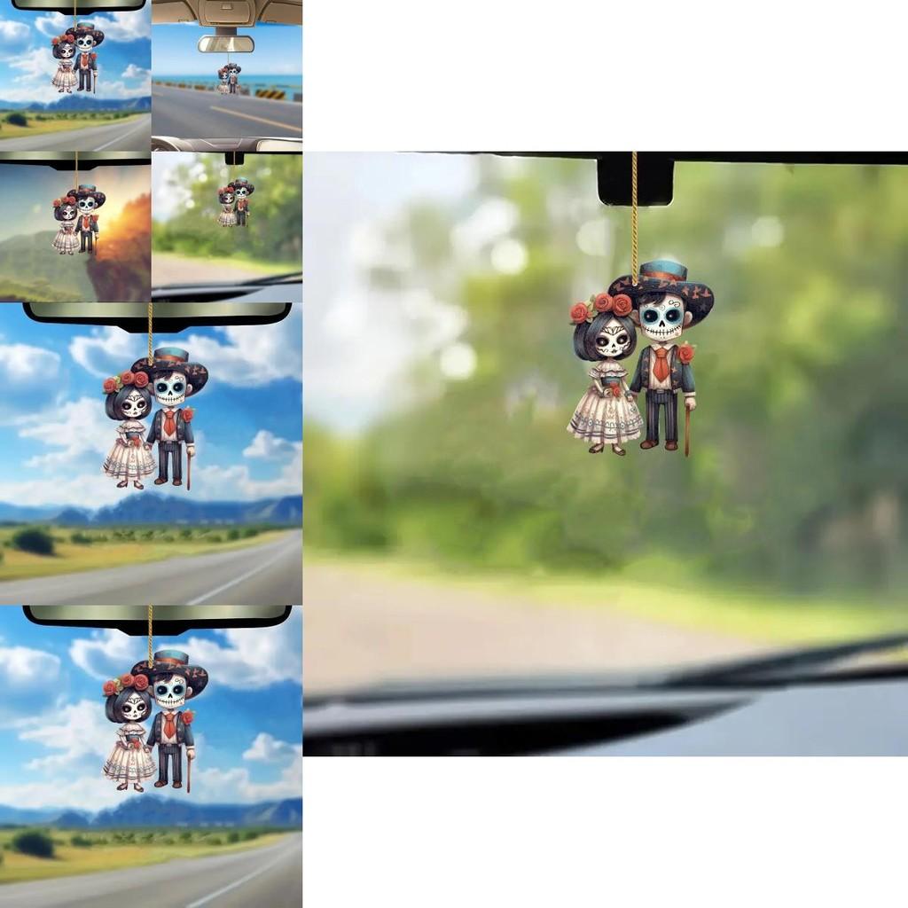 Halloween Couple Skull Acrylic Car Decoration With Cartoon Style For Interior Decor