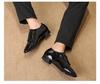 Men's Black & White Shiny Leather Low Heel Modern Dance Shoes with Soft or Fur Sole