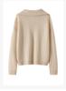 Little He Women's Half-Open Lapel Cashmere Sweater, Cable Knit, Seven-Gauge Thickened Wool, Simple Winter Wear