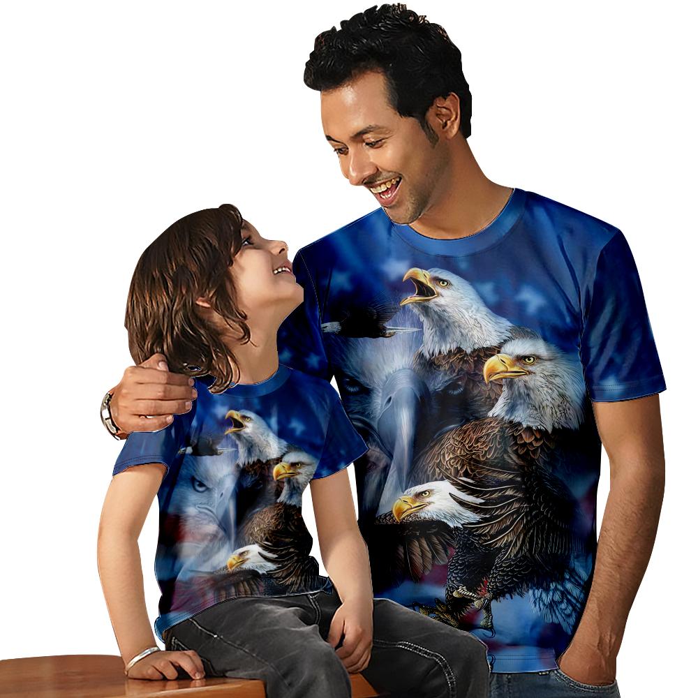 Eagle 3D Printed T-Shirts Regular Teens Mens Streetwear