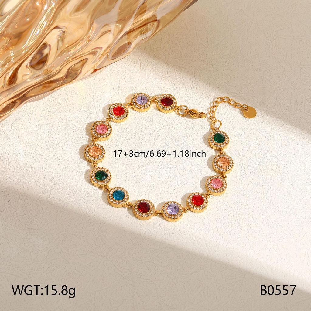 European Retro Gemstone Diamond Bracelet - Elegant Luxury Clavicle Chain for Women, Perfect for Evening Parties