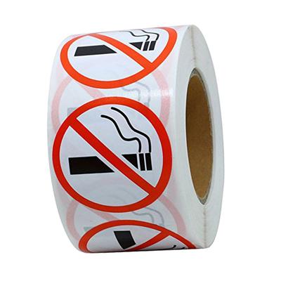 500 kusů/role Samolepky Zákaz kouření Logo Značky Samolepicí štítky Průměr 2,5 cm