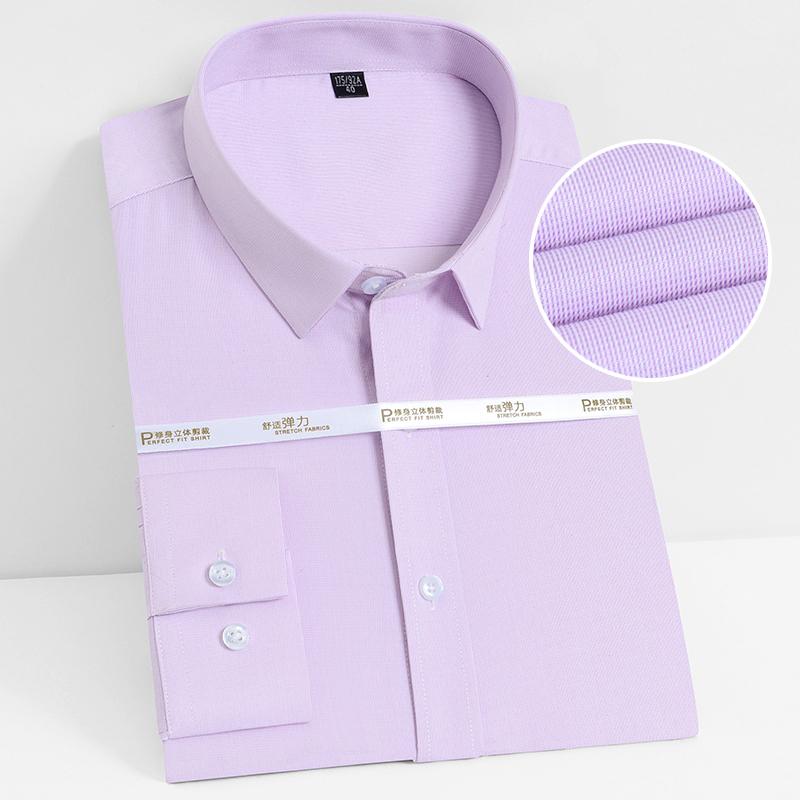 Quality Anti-Wrinkle Men Shirt Long Sleeves Dress Shirts For Men Slim Fit Camisa Social Business Blouse White Office Shirt S-4XL