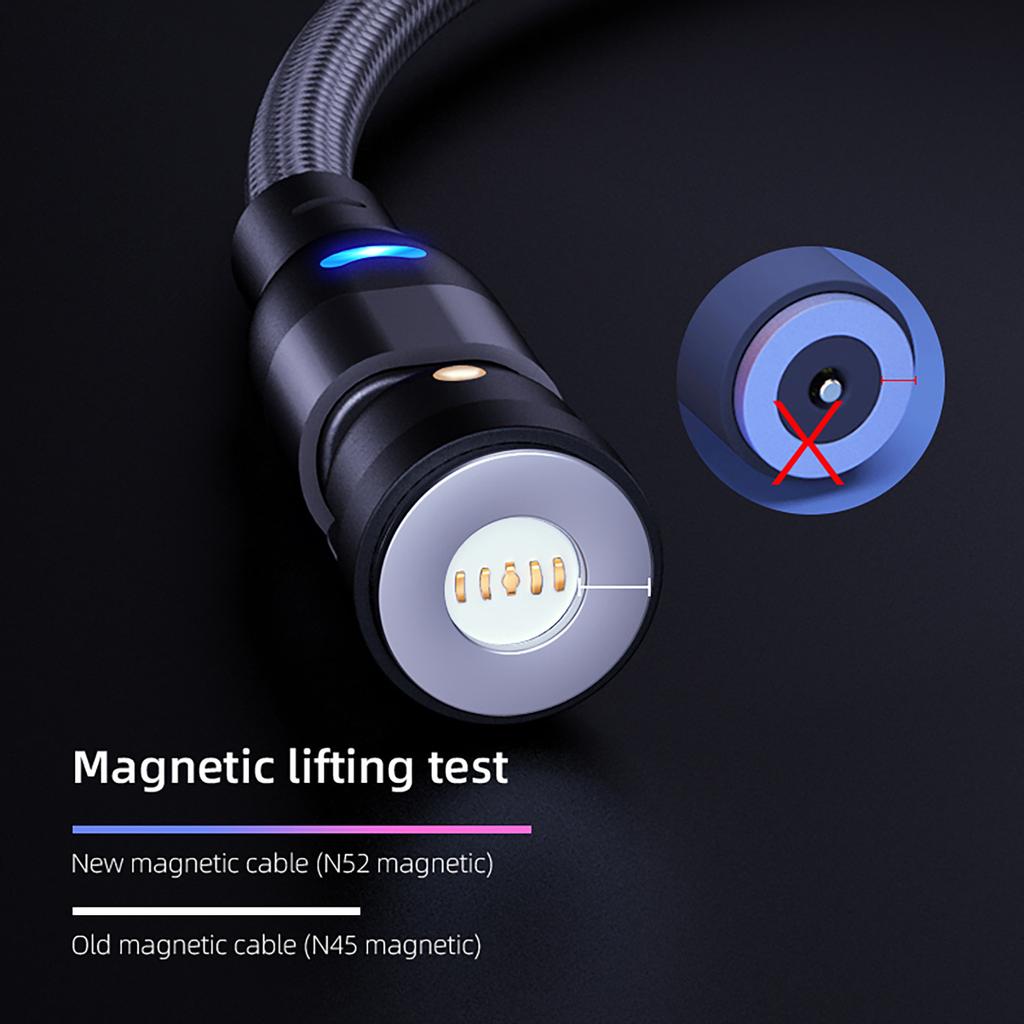 Micro USB 540° 3A Fast Charging Rotating Magnetic Data Cable About 78.8in