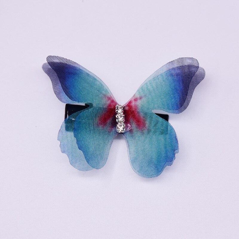 

30 шт. ручной работы из тюля, имитация бабочки, заколки для волос, аксессуары для свадебной фотографии, 3D, трехмерные аксессуары для одежды Gauze темно-синий